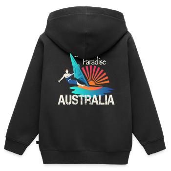 Surfers Paradise Surfer - Kinder Premium Organic Zip Hoodie - Schwarz - Hinten - AI Model Kid Male (0cm)