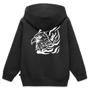 Adlerkopf mit Flammen Tattoo Style - Kinder Premium Organic Zip Hoodie - Schwarz - Hinten - AI Model Kid Male (0cm)