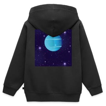 Uranus - Kinder Premium Organic Zip Hoodie - Schwarz - Hinten - AI Model Kid Male (0cm)