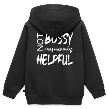 PAS AUTORITAIRE AGRESSIVEMENT UTILE - Sweat Premium à capuche zippé enfant bio - noir - Dos - AI Model Kid Male (0cm)