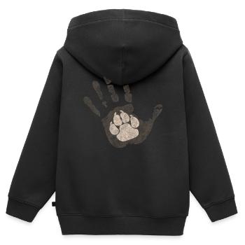 Hundepfote in Hand - Kinder Premium Organic Zip Hoodie - Schwarz - Hinten - AI Model Kid Male (0cm)