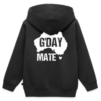 G’DAY MATE - Sweat Premium à capuche zippé enfant bio - noir - Dos - AI Model Kid Male (0cm)