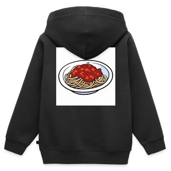 Spaghetti bolognaise - Sweat Premium à capuche zippé enfant bio - noir - Dos - AI Model Kid Male (0cm)