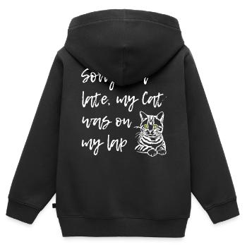 Désolé que le chat soit sur les genoux - Sweat Premium à capuche zippé enfant bio - noir - Dos - AI Model Kid Male (0cm)