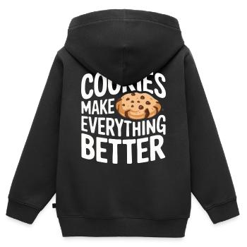 Cookies Cookie Keks Kekse Schokolade - Kinder Premium Organic Zip Hoodie - Schwarz - Hinten - AI Model Kid Male (0cm)