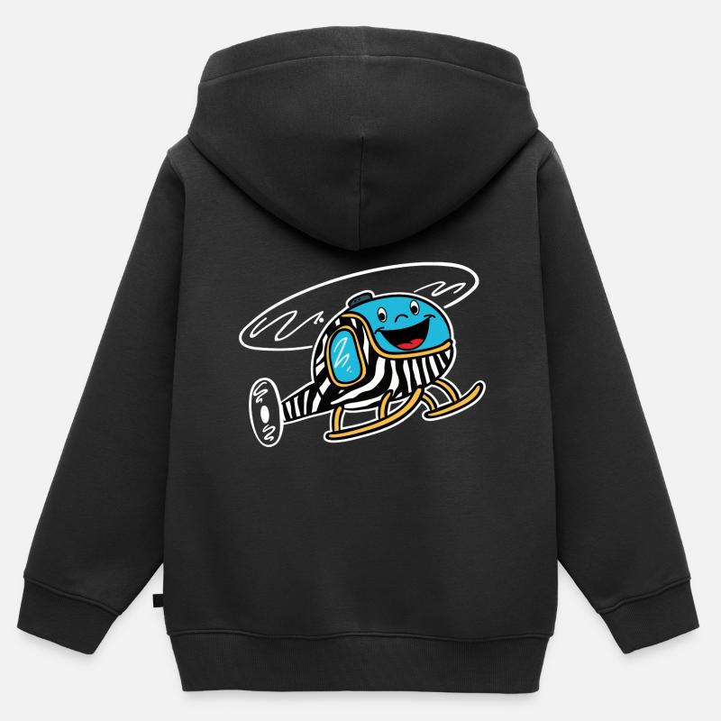 Drôle d’hélicoptère Safari - Sweat Premium à capuche zippé enfant bio - noir
