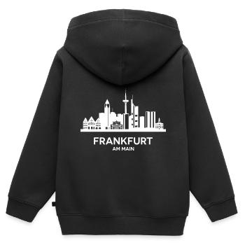 Frankfurt am Main, weiß - Kinder Premium Organic Zip Hoodie - Schwarz - Hinten - AI Model Kid Male (0cm)