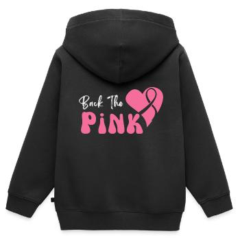 Retour la sensibilisation au cancer du sein rose - Sweat Premium à capuche zippé enfant bio - noir - Dos - AI Model Kid Male (0cm)