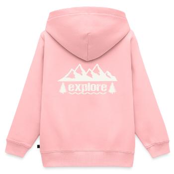 explore - Kids Premium Organic Zip-up Hoodie - rose - Back - AI Model Kid Female (0cm)