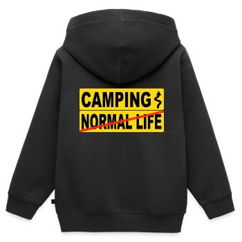 Camping vie normale - Sweat Premium à capuche zippé enfant bio - noir - Dos - AI Model Kid Male (0cm)
