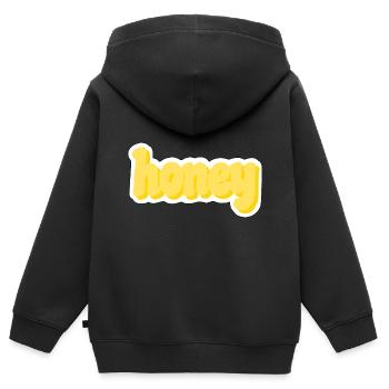 Honey - Kinder Premium Organic Zip Hoodie - Schwarz - Hinten - AI Model Kid Male (0cm)