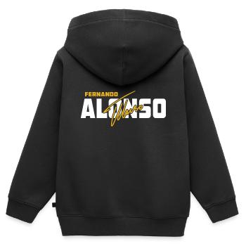 Fernando Alonso mit Unterschrift - Kinder Premium Organic Zip Hoodie - Schwarz - Hinten - AI Model Kid Male (0cm)
