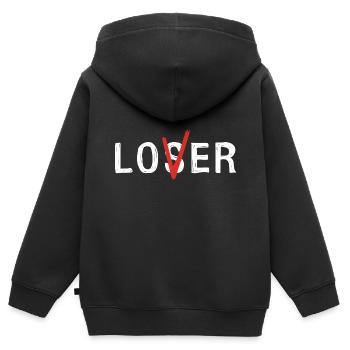 Perdant ou amant - Sweat Premium à capuche zippé enfant bio - noir - Dos - AI Model Kid Male (0cm)