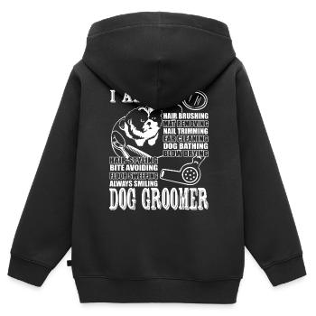 Promesse du toiletteur pour chiens - Sweat Premium à capuche zippé enfant bio - noir - Dos - AI Model Kid Male (0cm)