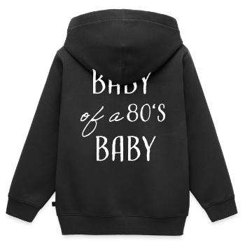 Bébé d’un bébé des années 80 - Sweat Premium à capuche zippé enfant bio - noir - Dos - AI Model Kid Male (0cm)