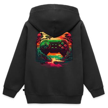 Bunte Konsole - Kinder Premium Organic Zip Hoodie - Schwarz - Hinten - AI Model Kid Male (0cm)