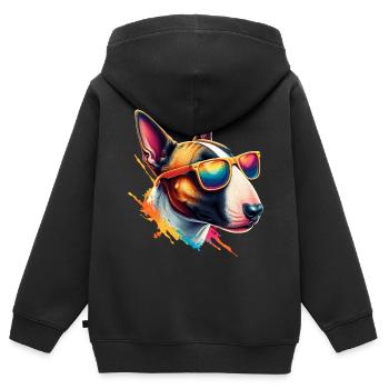 Abstrakte Bullterrier-Kunst - Kinder Premium Organic Zip Hoodie - Schwarz - Hinten - AI Model Kid Male (0cm)