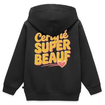 Certifié super beauf - Sweat Premium à capuche zippé enfant bio - noir - Dos - AI Model Kid Male (0cm)