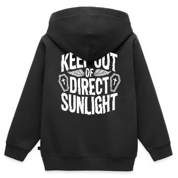 Tenir à l’abri de la lumière directe du soleil ! Vampire Goth Emo - Sweat Premium à capuche zippé enfant bio - noir - Dos - AI Model Kid Male (0cm)