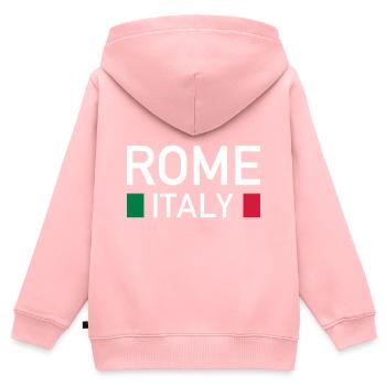 Rome, Italie (deux places) - Sweat Premium à capuche zippé enfant bio - rose - Dos - AI Model Kid Female (0cm)