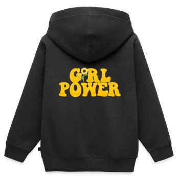 Girl Power - Kinder Premium Organic Zip Hoodie - Schwarz - Hinten - AI Model Kid Male (0cm)