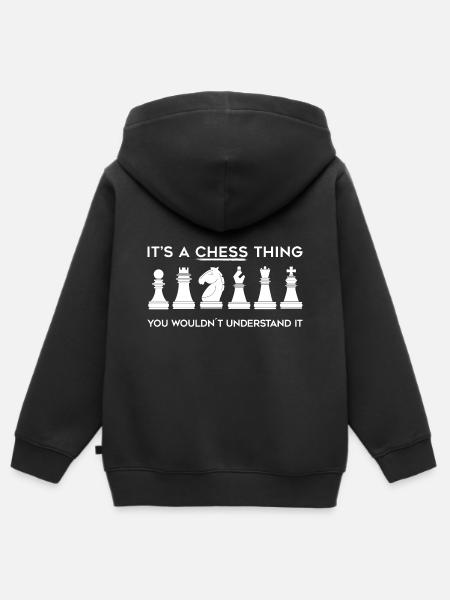 Schach - Premium børne zip-hættetrøje økologisk - sort