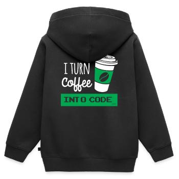 Ich drehe Kaffee in Code-Entwickler - Kinder Premium Organic Zip Hoodie - Schwarz - Hinten - AI Model Kid Male (0cm)