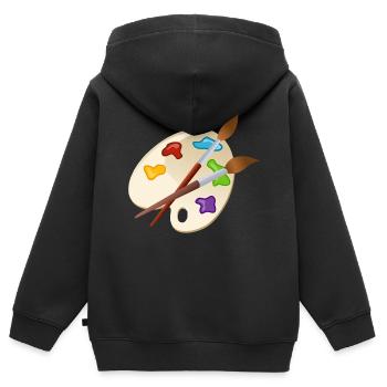 maler painter pinsel paint farbe artist color colo - Kinder Premium Organic Zip Hoodie - Schwarz - Hinten - AI Model Kid Male (0cm)