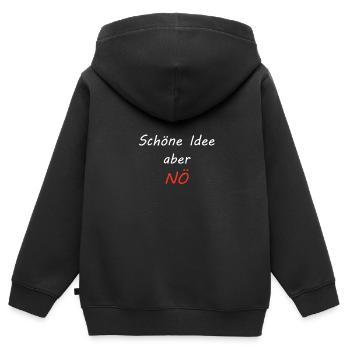 Schöne Idee aber Nö - Kinder Premium Organic Zip Hoodie - Schwarz - Hinten - AI Model Kid Male (0cm)
