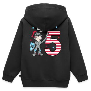 5. Geburtstag Ritter Jungen Geschenkidee - Kinder Premium Organic Zip Hoodie - Schwarz - Hinten - AI Model Kid Male (0cm)