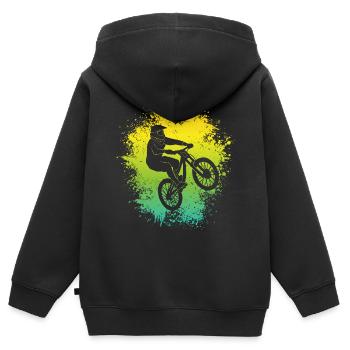 Mountain Bike Fahrrad Kinder Junge Mountainbike - Kinder Premium Organic Zip Hoodie - Schwarz - Hinten - AI Model Kid Male (0cm)