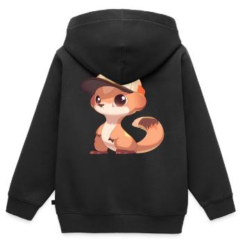 Cute Mongoose - Kids Premium Organic Zip-up Hoodie - black - Back - AI Model Kid Male (0cm)