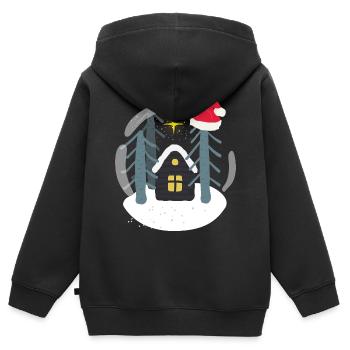 Winterzeit Weihnachtszeit - Kinder Premium Organic Zip Hoodie - Schwarz - Hinten - AI Model Kid Male (0cm)