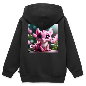 Bébé dragon - Sweat Premium à capuche zippé enfant bio - noir - Dos - AI Model Kid Male (0cm)