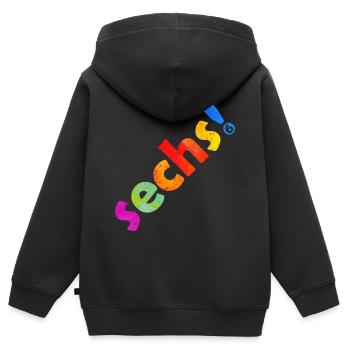 SECHS 6 JAHRE 6. GEBURTSTAG - Kinder Premium Organic Zip Hoodie - Schwarz - Hinten - AI Model Kid Male (0cm)