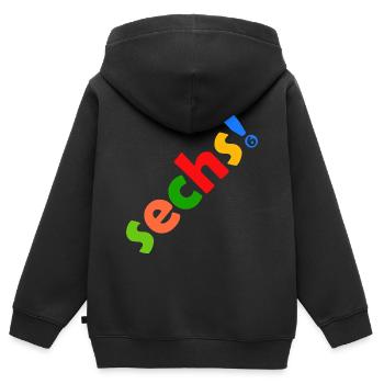 SECHS 6 JAHRE 6. GEBURTSTAG - Kinder Premium Organic Zip Hoodie - Schwarz - Hinten - AI Model Kid Male (0cm)