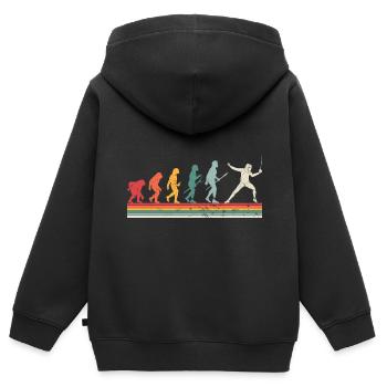 Evolution Lustiger Fecht-Sport-Humor für einen - Kinder Premium Organic Zip Hoodie - Schwarz - Hinten - AI Model Kid Male (0cm)