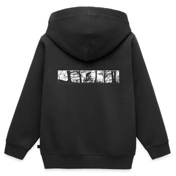 MTB Mountainbike Biking - Kinder Premium Organic Zip Hoodie - Schwarz - Hinten - AI Model Kid Male (0cm)