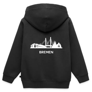 Brême, blanc - Sweat Premium à capuche zippé enfant bio - noir - Dos - AI Model Kid Male (0cm)