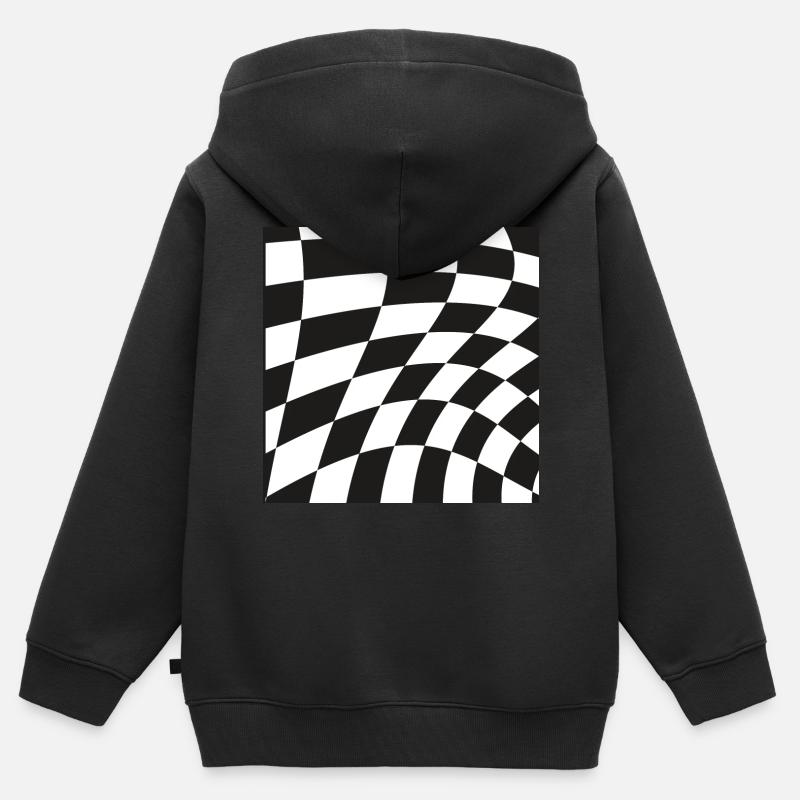 Optical illusion pattern shapes geometry gift - Kids Premium Organic Zip-up Hoodie - black