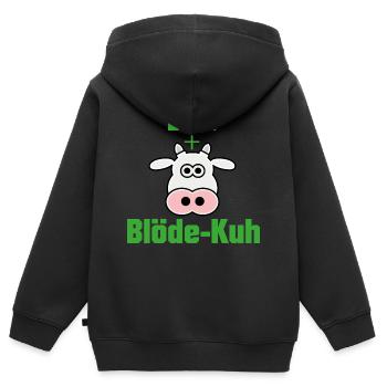 Blöde Kuh Spruch Geschenk provokant Rind Dumm Frau - Kinder Premium Organic Zip Hoodie - Schwarz - Hinten - AI Model Kid Male (0cm)