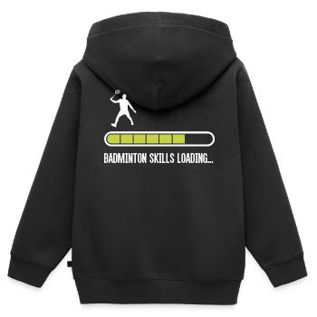Badminton Skill Loading Federball Badmintonspieler - Kinder Premium Organic Zip Hoodie - Schwarz - Hinten - AI Model Kid Male (0cm)
