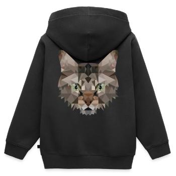 Polygon Cat Artwork - Handmade design - Kids Premium Organic Zip-up Hoodie - black - Back - AI Model Kid Male (0cm)