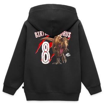 Jurassic World Anniversaire Birthdaysaurus 8 - Sweat Premium à capuche zippé enfant bio - noir - Dos - AI Model Kid Male (0cm)