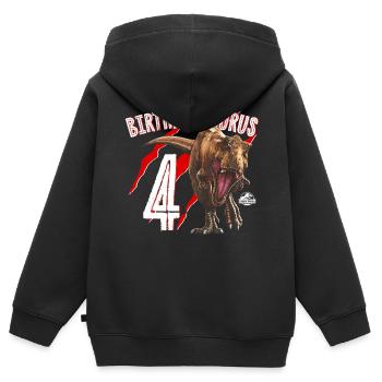 Jurassic World Anniversaire Birthdaysaurus 4 - Sweat Premium à capuche zippé enfant bio - noir - Dos - AI Model Kid Male (0cm)