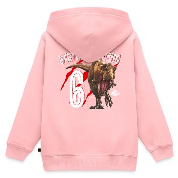 Jurassic World Anniversaire Birthdaysaurus 6 - Sweat Premium à capuche zippé enfant bio - rose - Dos - AI Model Kid Female (0cm)