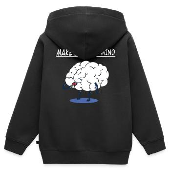 drôle drôle Maek up cadeau de Noël - Sweat Premium à capuche zippé enfant bio - noir - Dos - AI Model Kid Male (0cm)