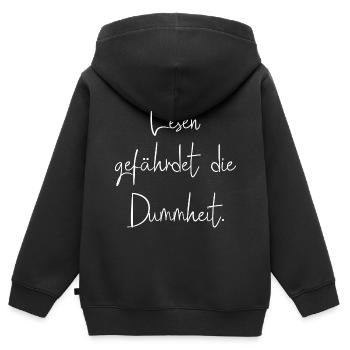 Lesen Gefährdet Die Dummheit - Kinder Premium Organic Zip Hoodie - Schwarz - Hinten - AI Model Kid Male (0cm)