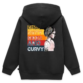 Nerdy Dirty Inked und kurvig - Kinder Premium Organic Zip Hoodie - Schwarz - Hinten - AI Model Kid Male (0cm)
