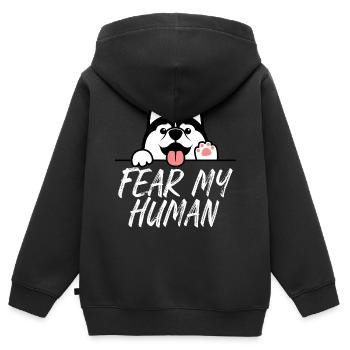 Husky - Sweat Premium à capuche zippé enfant bio - noir - Dos - AI Model Kid Male (0cm)